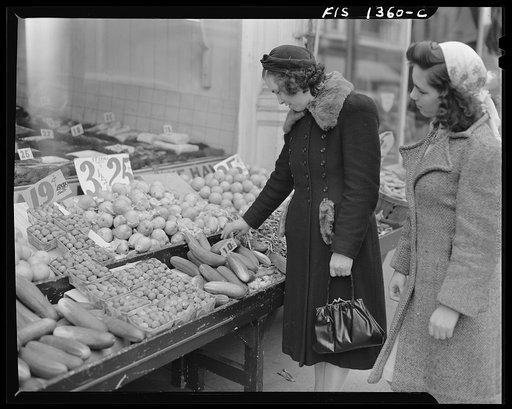 New Bedford, Massachusetts. Wife and daughter of Portuguese house painter out shopping