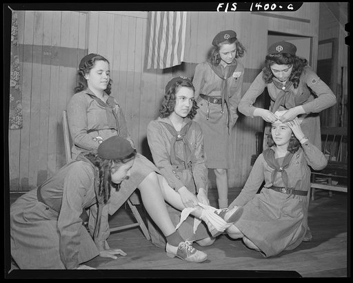 Untitled photo, possibly related to: New Bedford, Massachusetts. Girl Scouts of Portuguese descent