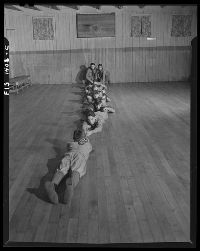 New Bedford, Massachusetts. Portuguese scout troop performing stunt