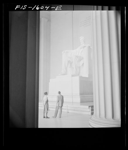 Untitled photo, possibly related to: Washington, D.C. Negro boys admiring the Lincoln Memorial