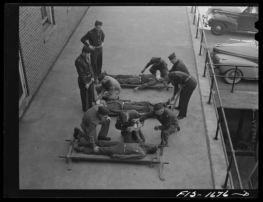 A class in first aid at the U.S. Army chaplain school. Fort Benjamin Harrison, Indiana