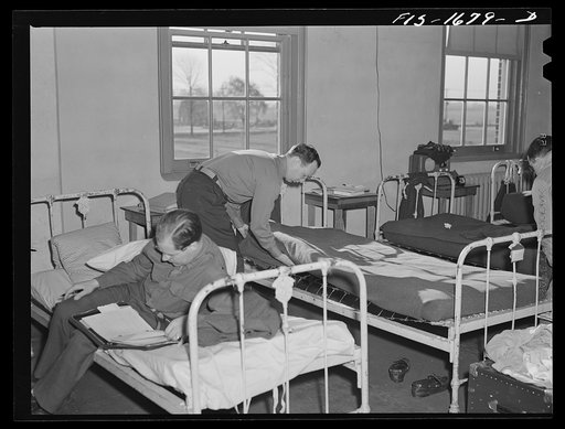 One of the first things a chaplain learns is how to make up his bed properly. U.S. Army chaplain school at Fort Benjamin Harrison, Indiana