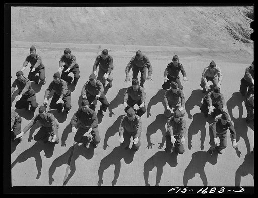 Setting up exercises at the U.S. Army chaplain school. Fort Benjamin Harrison, Indiana
