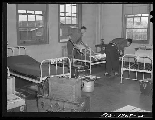Untitled photo, possibly related to: One of the first things a chaplain learns is how to make up his bed properly. U.S. Army chaplain school at Fort Benjamin Harrison, Indiana