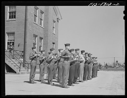 Setting up exercises at the U.S. Army chaplain school. Fort Benjamin Harrison, Indiana