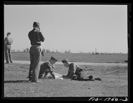 Untitled photo, possibly related to: Sighting distances in the map reading class at the U.S. Army chaplain school. Fort Benjamin Harrison, Indiana