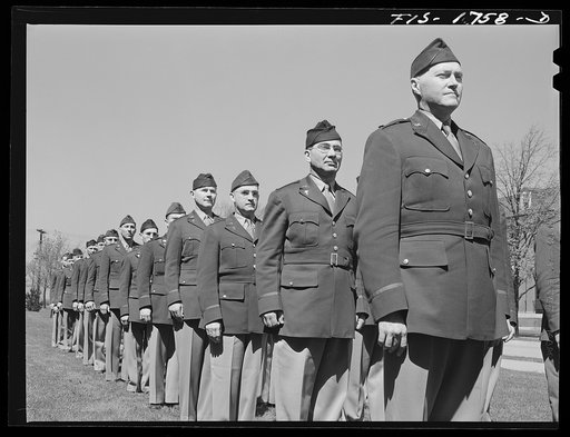 Students of the U.S. Army chaplain school, Fort Benjamin Harrison, Indiana in dress formation