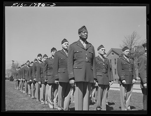 Students of the U.S. Army chaplain school, Fort Benjamin Harrison, Indiana in dress formation