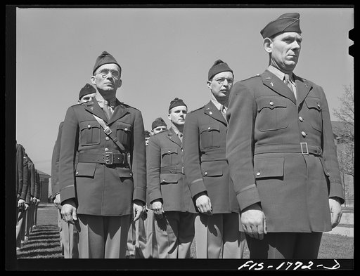 Students of the U.S. Army chaplain school, Fort Benjamin Harrison, Indiana in dress formation