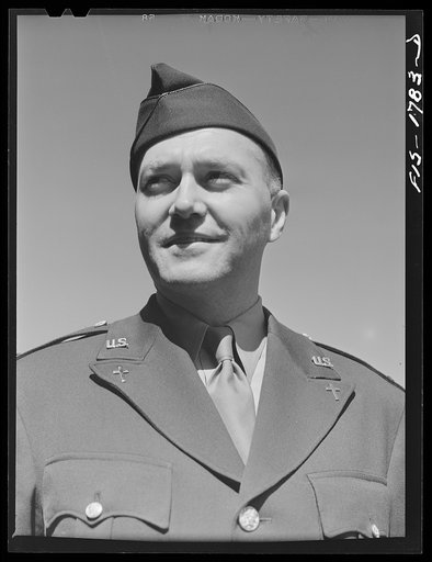 Chaplain Joseph W. Duane, Catholic, of Albany, New York. He is finishing his course of study at the U.S. Army chaplain school. Fort Benjamin Harrison, Indiana
