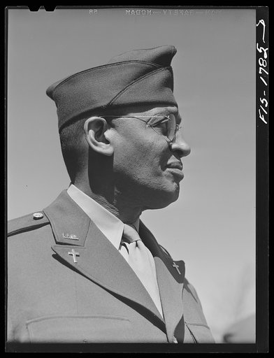 Chaplain Samuel A. Owen, Baptist, from Memphis, Tennessee, who was finishing his course at the U.S. Army chaplain school. Fort Benjamin Harrison, Indiana