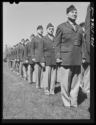 Untitled photo, possibly related to: Students of the U.S. Army chaplain school, Fort Benjamin Harrison, Indiana in dress formation