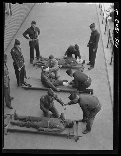 A class in first aid at the U.S. Army chaplain school. Fort Benjamin Harrison, Indiana