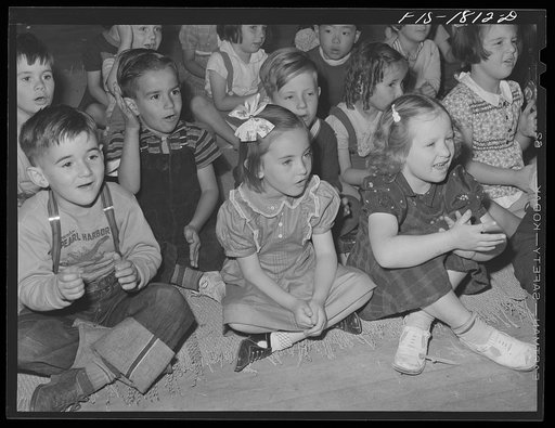 Kindergarten children at the San Leandro, California grade school. About seventy percent of all school children in San Leandro are of Portuguese descent