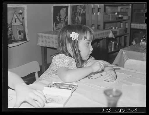 Little girl of Portuguese descent in the kindergarten of the grade school in San Leandro, California