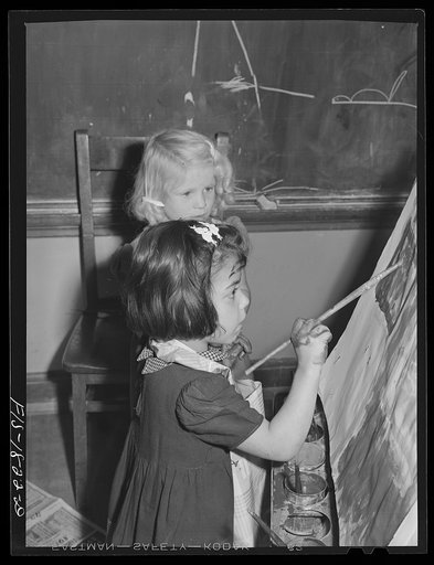 San Leandro, California. Little girl of Portuguese descent in the kindergarten of the grade school