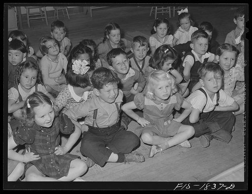 Untitled photo, possibly related to: Kindergarten children at the San Leandro, California grade school. About seventy percent of all school children in San Leandro are of Portuguese descent