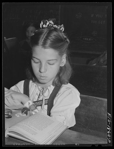 Untitled photo, possibly related to: San Leandro, California. Schoolgirl of Portuguese descent