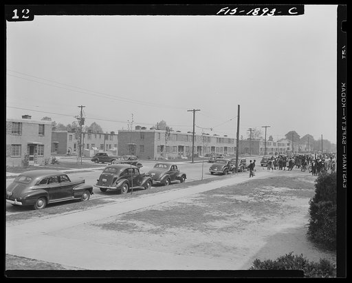 Newport News, Virginia. Negro shipyard workers leaving their work