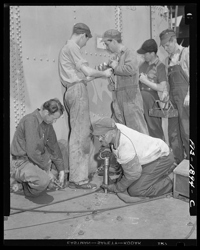 Untitled photo, possibly related to: Newport News, Virginia. Shipyard workers