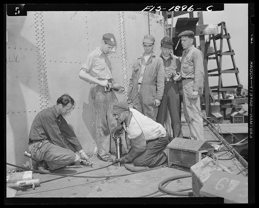 Newport News, Virginia. Shipyard workers
