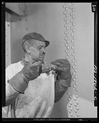 Untitled photo, possibly related to: Newport News, Virginia. Negro shipyard worker