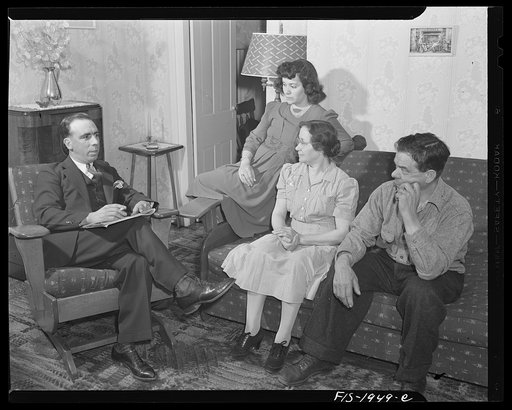 Provincetown, Massachusetts. John Russe, Jr., a Portuguese fisherman, entertaining his wife's mother and father