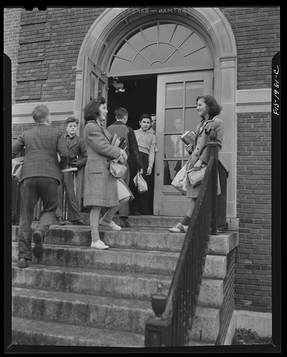 Untitled photo, possibly related to: New Bedford, Massachusetts. Manuel Marcio's daughter on her way to school