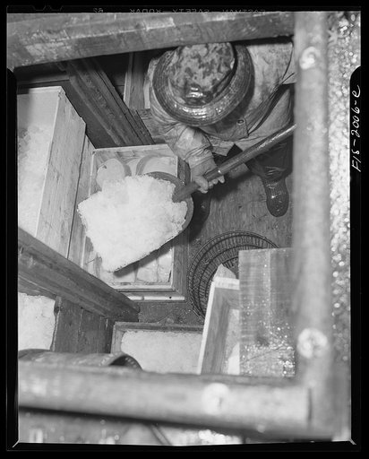 Provincetown, Massachusetts. Aboard the Frances and Marion, a Portuguese drag trawler, fishing off Cape Cod. The ice hold