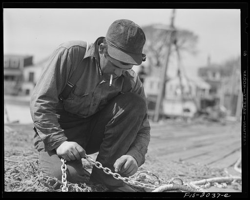 Untitled photo, possibly related to: Provincetown, Massachusetts. Net mending