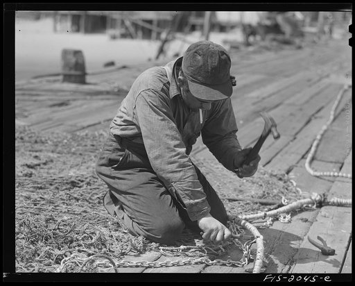 Untitled photo, possibly related to: Provincetown, Massachusetts. Net mending