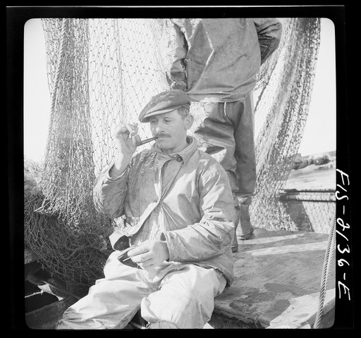 Provincetown, Massachusetts. Aboard the Frances and Marion, a Portuguese drag trawler, fishing off Cape Cod. Portuguese fisherman