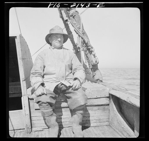 Untitled photo, possibly related to: Provincetown, Massachusetts. Aboard the Francis and Marion, a Portuguese drag trawler, fishing off Cape Cod. Portuguese fisherman