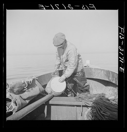 Clearing barrel float which floats the trawl off Cape Cod, Massachusetts