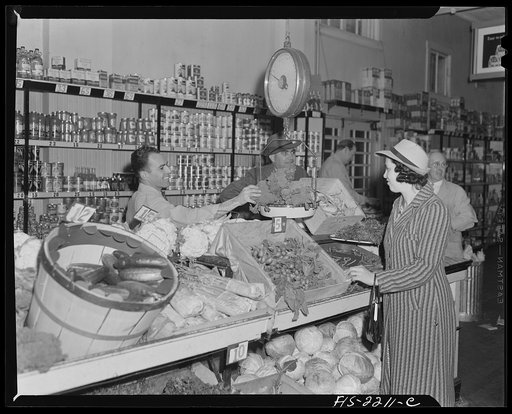 New Bedford, Massachusetts. Portuguese housewife doing her shopping
