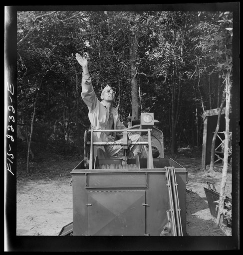 Untitled photo, possibly related to: Parris Island, South Carolina. Scenes and activities at the U.S. Marine Corps glider detachment training camp. A barrage balloon winch
