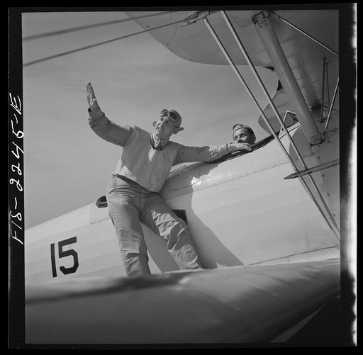 Parris Island, South Carolina. U.S. Marine Corps glider detachment training camp. Trainees ready for flight