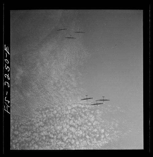 Parris Island, South Carolina. U.S. Marine Corps glider detachment training camp. Glider planes in flight