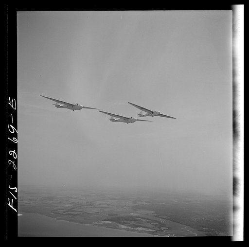Parris Island, South Carolina. U.S. Marine Corps glider detachment training camp. Marine glider planes in flight