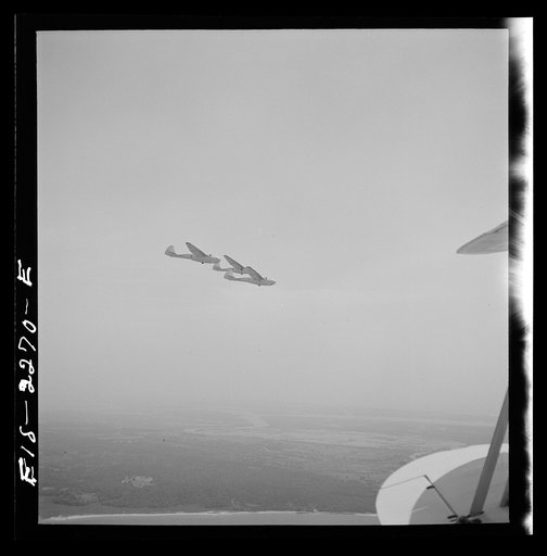 Untitled photo, possibly related to: Parris Island, South Carolina. U.S. Marine Corps glider detachment training camp. Marine glider planes in flight
