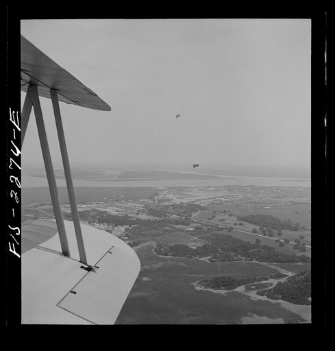 Untitled photo, possibly related to: Parris Island, South Carolina. U.S. Marine Corps glider detachment training camp. Marine glider planes in flight