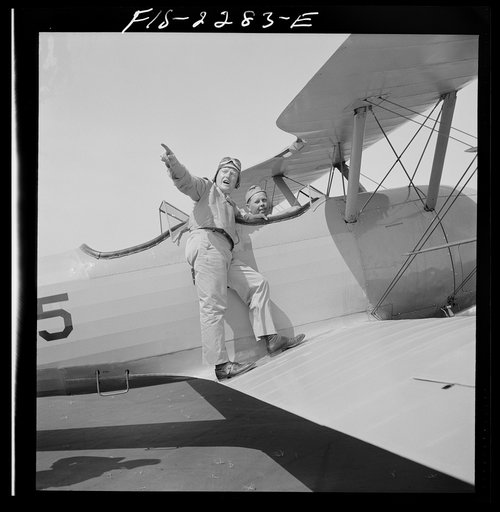 Untitled photo, possibly related to: Parris Island, South Carolina. U.S. Marine Corps glider detachment training camp. Trainees ready for flight