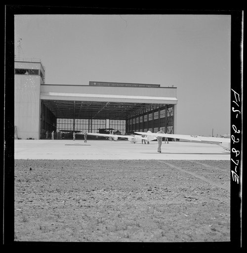 Parris Island, South Carolina. U.S. Marine Corps glider detachment training camp. The glider plane hangars