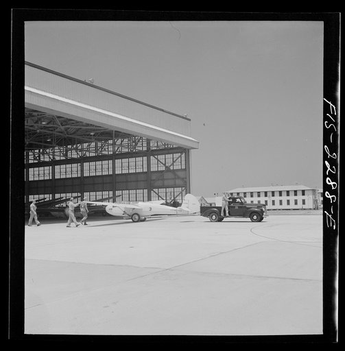 Parris Island, South Carolina. U.S. Marine Corps glider detachment training camp. The glider plane hangars