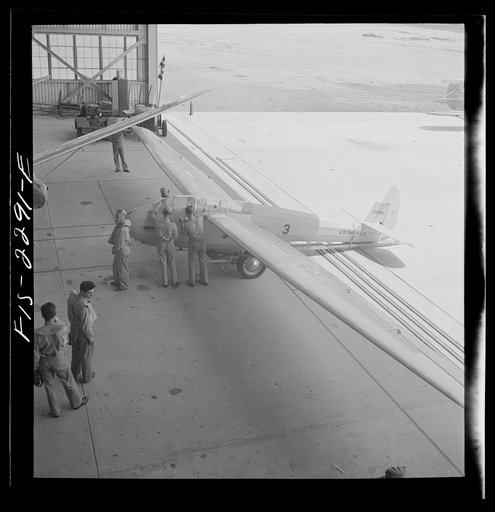Parris Island, South Carolina. U.S. Marine Corps glider detachment training camp. The glider plane hangars