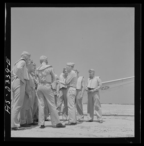 Parris Island, South Carolina. U.S. Marine Corps glider detachment training camp. Trainees and instructor