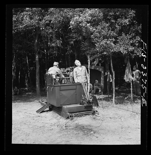 Parris Island, South Carolina. Scene and activities at the U.S. Marine Corps glider detachment training camp. A barrage balloon winch