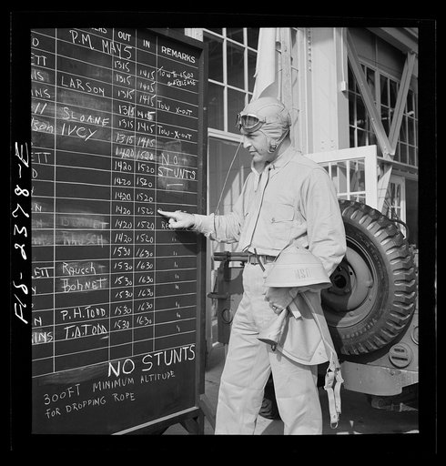 Untitled photo, possibly related to: Parris Island, South Carolina. The operation board at the U.S. Marine Corps glider detachment training camp