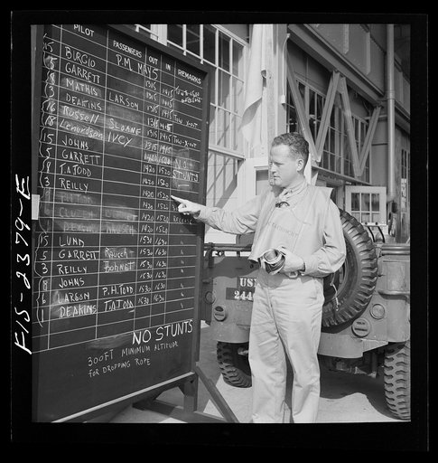 Untitled photo, possibly related to: Parris Island, South Carolina. The operation board at the U.S. Marine Corps glider detachment training camp