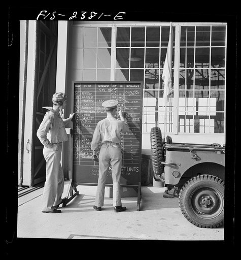 Parris Island, South Carolina. The operation board at the U.S. Marine Corps glider detachment training camp